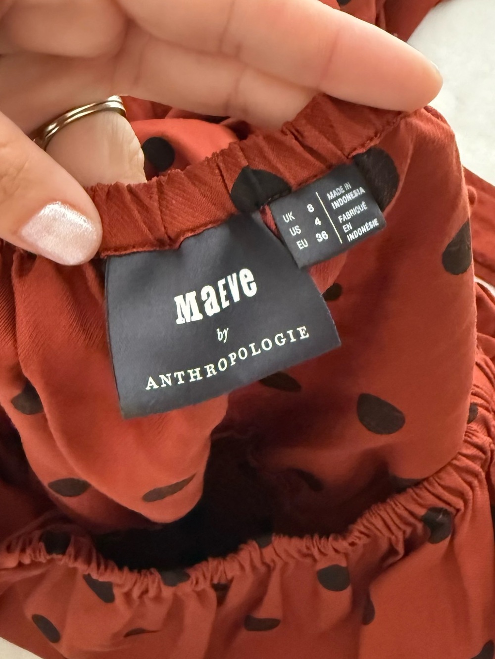 Anthropologie Maeve Lucienne Off-The-Shoulder Maxi Dress US 4 Brown Rust Orange - Picture 8 of 13